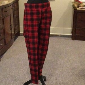 LOFT Red and Black Plaid Women's Leggings